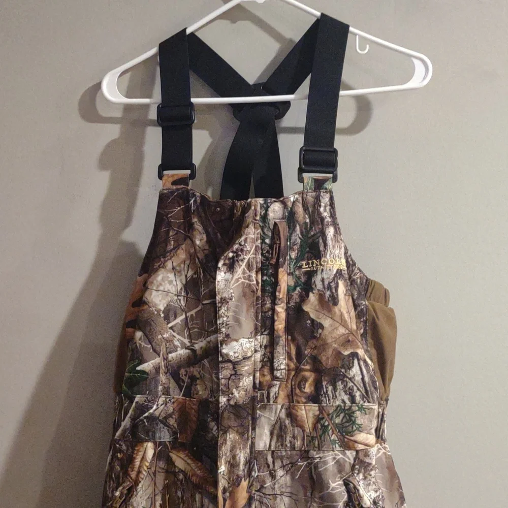 Lincoln‎ Outfitters Mens Medium Realtree Edge 2 Piece Camo Coat/Bib Overalls